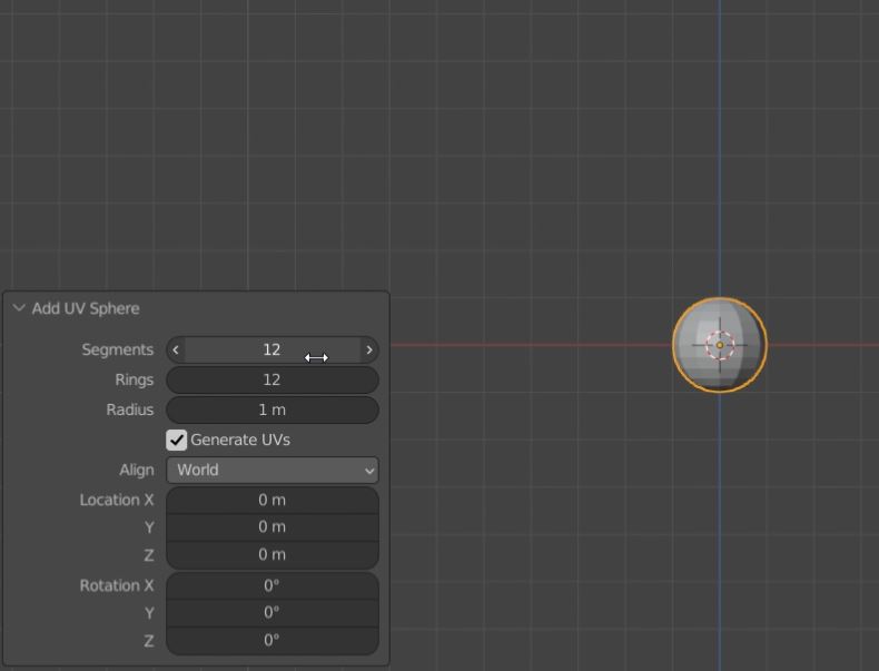 Blender UV sphere